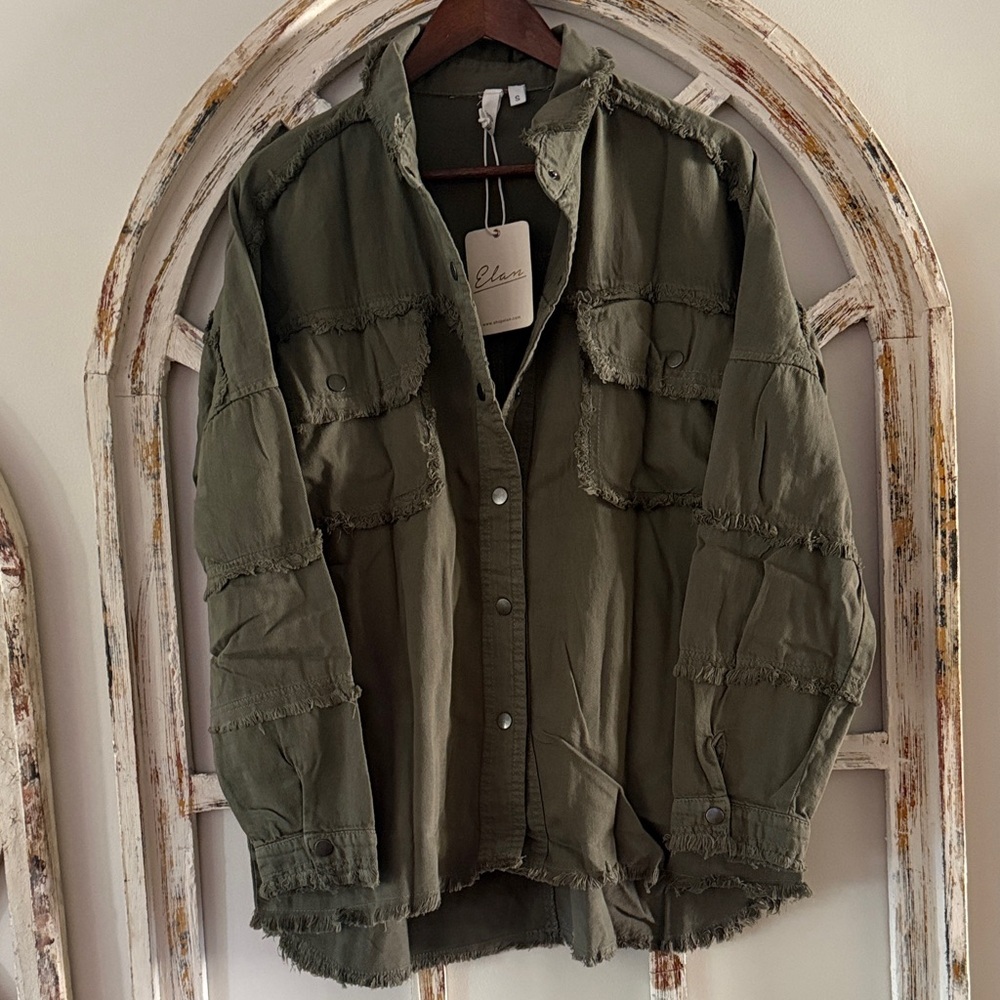 Elan Olive Rock & Roll Shacket- Size Small- Nwt View 5